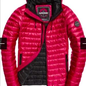 NWOT Superdry raspberry down puffer jacket (large)